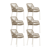 Seville dining tuinstoel set van 6 | touw + staal | beige