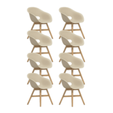 Karlstad tuinstoel set van 8 | kunststof + hardhout | beige