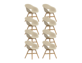 Karlstad tuinstoel set van 8 | kunststof + hardhout | beige