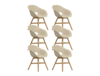 Karlstad tuinstoel set van 6 | kunststof + hardhout | beige