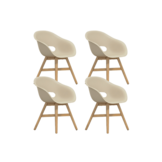 Karlstad tuinstoel set van 4 | kunststof + hardhout | beige