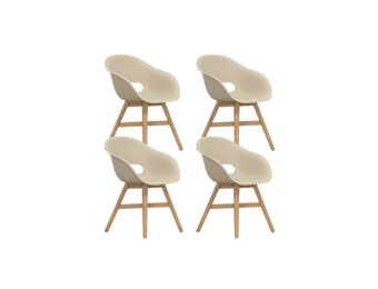 Karlstad tuinstoel set van 4 | kunststof + hardhout | beige