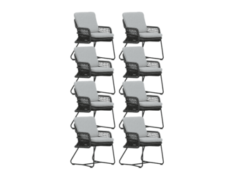 Gianna dining tuinstoel set van 8 | touw + aluminium | Stone Grey