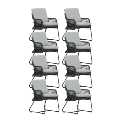 Gianna dining tuinstoel set van 8 | touw + aluminium | Stone Grey