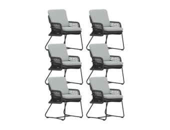 Gianna dining tuinstoel set van 6 | touw + aluminium | Stone Grey