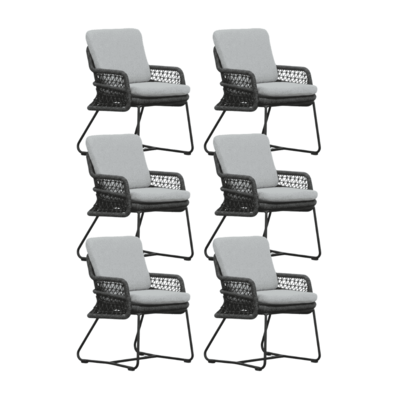Gianna dining tuinstoel set van 6 | touw + aluminium | Stone Grey