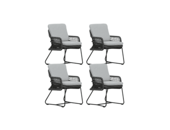 Gianna dining tuinstoel set van 4 | touw + aluminium | Stone Grey