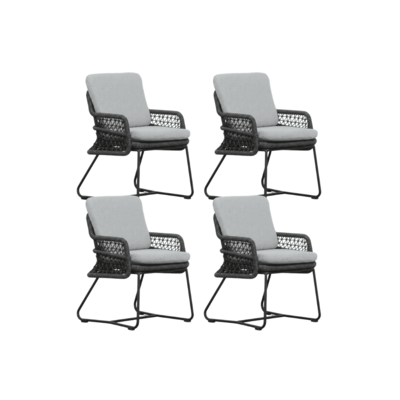 Gianna dining tuinstoel set van 4 | touw + aluminium | Stone Grey