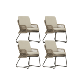 Gianna dining tuinstoel set van 4 | touw + aluminium | Sahara Dust