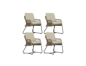 Gianna dining tuinstoel set van 4 | touw + aluminium | Sahara Dust
