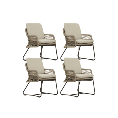 Gianna dining tuinstoel set van 4 | touw + aluminium | Sahara Dust