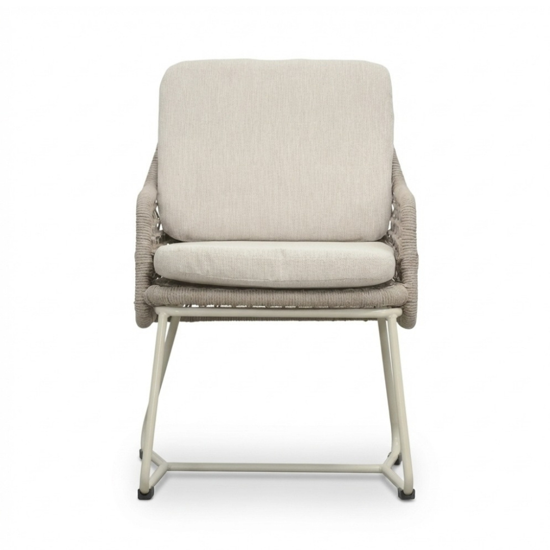Gianna dining tuinstoel set van 8 | touw + aluminium | Almond Beige