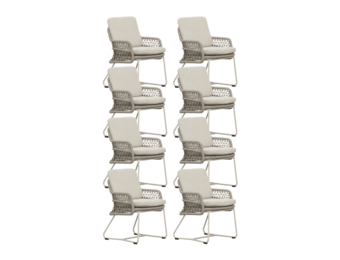 Gianna dining tuinstoel set van 8 | touw + aluminium | Almond Beige