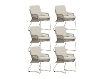 Gianna dining tuinstoel set van 6 | touw + aluminium | Almond Beige