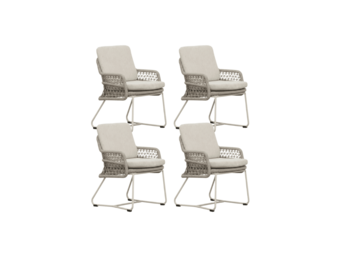 Gianna dining tuinstoel set van 4 | touw + aluminium | Almond Beige