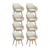 Bella dining tuinstoel set van 8 | touw + hardhout | zand