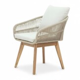 Bella dining tuinstoel set van 8 | touw + hardhout | zand