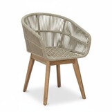 Bella dining tuinstoel set van 6 | touw + hardhout | zand
