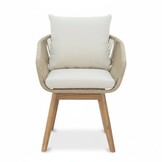 Bella dining tuinstoel set van 6 | touw + hardhout | zand
