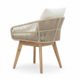 Bella dining tuinstoel set van 4 | touw + hardhout | zand