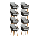 Bella dining tuinstoel set van 8 | touw + hardhout | zwart