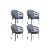 Femke dining tuinstoel set van 4 | touw + aluminium | antraciet