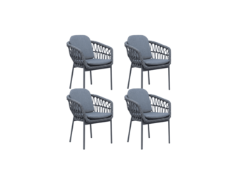 Femke dining tuinstoel set van 4 | touw + aluminium | antraciet