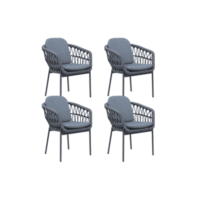 Femke dining tuinstoel set van 4 | touw + aluminium | antraciet
