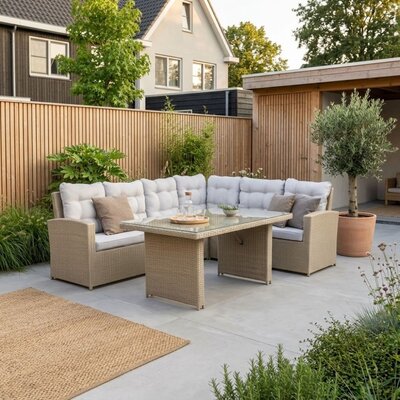Kopenhagen hoek loungeset 6 personen | wicker | Royal Sand | 3-delig - 246x194cm