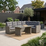 Kopenhagen hoek loungeset 6 personen | wicker | Ash Grey | 3-delig - 246x194cm