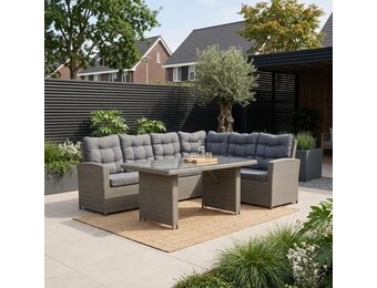 Kopenhagen hoek loungeset 6 personen | wicker | Ash Grey | 3-delig - 246x194cm