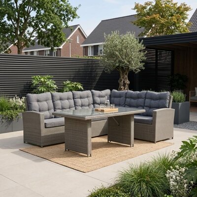 Kopenhagen hoek loungeset 6 personen | wicker | Ash Grey | 3-delig - 246x194cm
