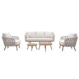 Toscana stoel-bank loungeset | aluminium + touw | beige | 5-delig