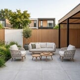Toscana stoel-bank loungeset | aluminium + touw | beige | 5-delig