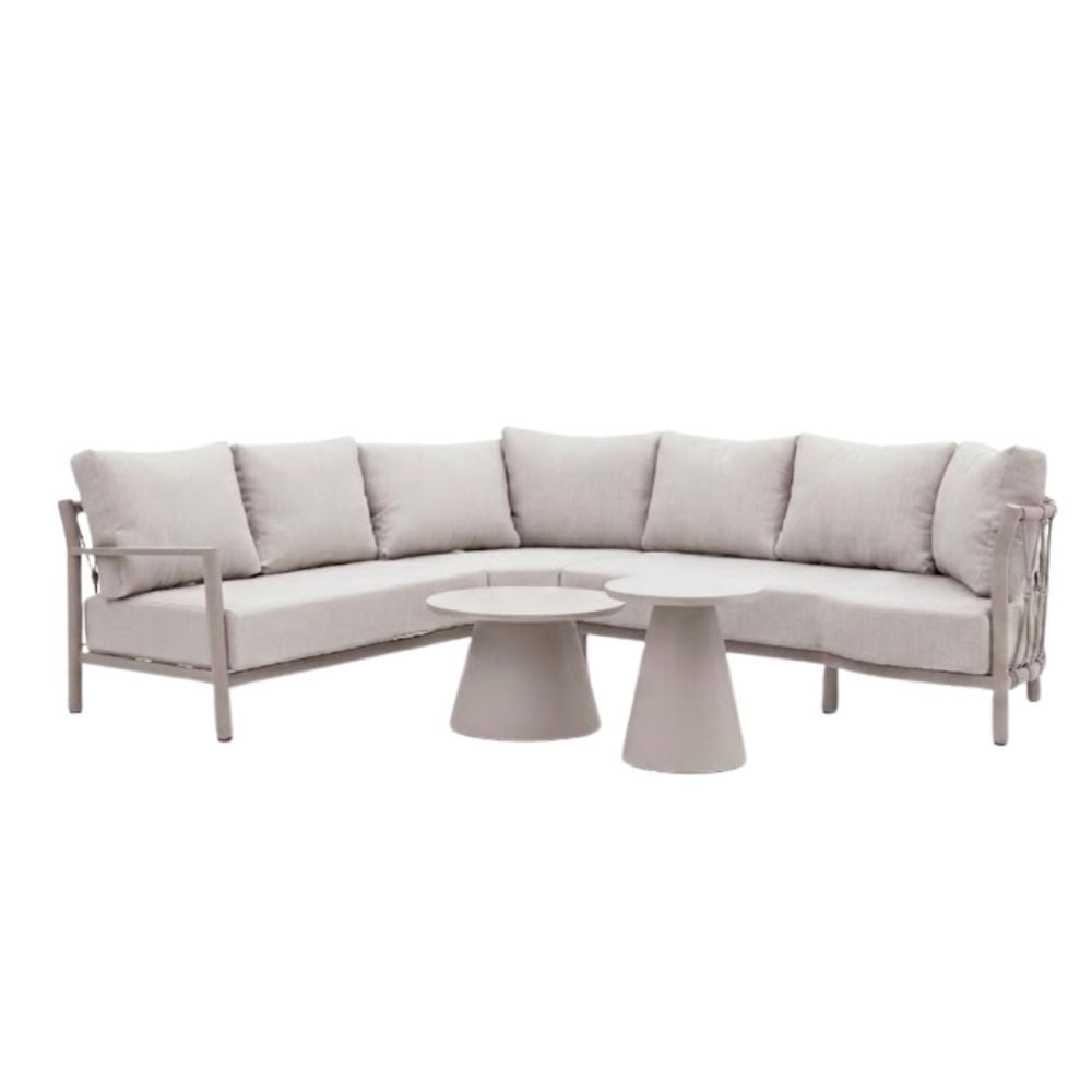 Merida hoek loungeset | aluminium + touw | beige | 5-delig