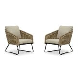 Flora loungestoel tuin set van 2 | touw + aluminium | Sahara Dust