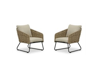 Flora loungestoel tuin set van 2 | touw + aluminium | Sahara Dust