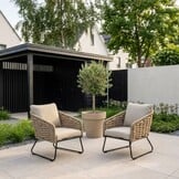 Flora loungestoel tuin set van 2 | touw + aluminium | Sahara Dust