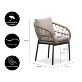 Veltis/Dakota beige/antraciet dining tuinset | 6 personen | betonlook + touw | 250cm