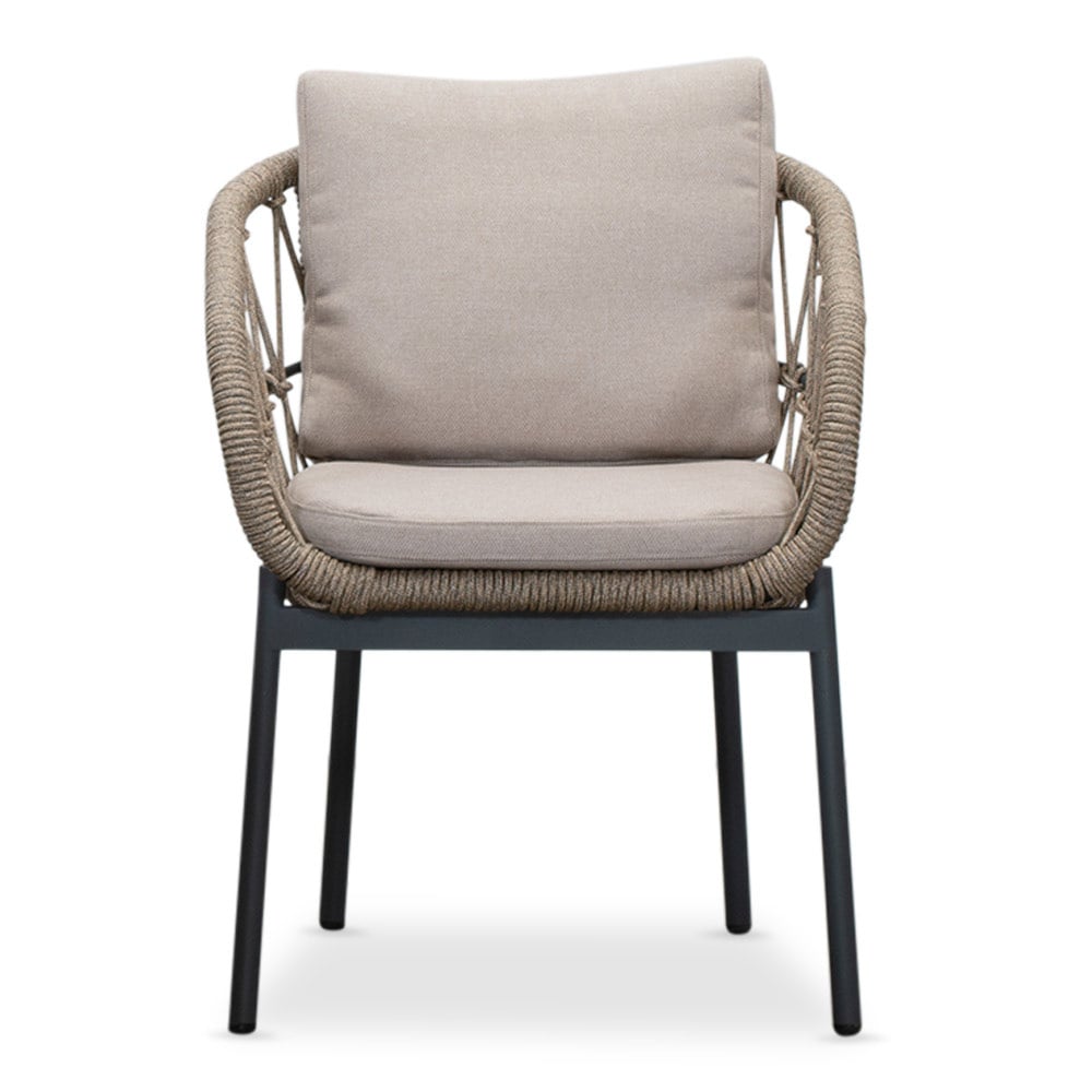 Veltis/Dakota beige/antraciet dining tuinset | 6 personen | betonlook + touw | 250cm