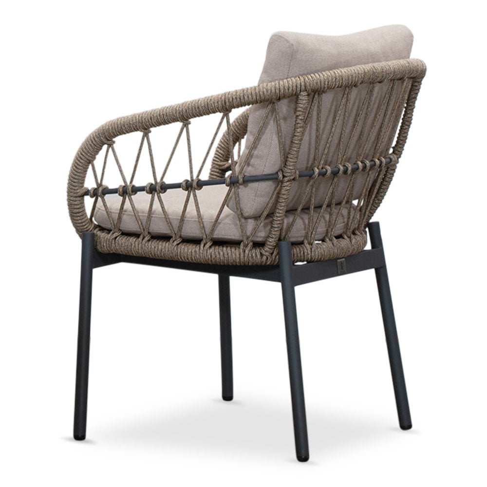 Veltis/Dakota beige/antraciet dining tuinset | 6 personen | betonlook + touw | 250cm