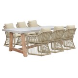 Veltis/Bruno dining tuinset | 6 personen | polystone + wicker | 250cm