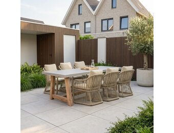 Veltis/Bruno dining tuinset | 6 personen | polystone + wicker | 250cm