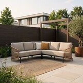 Vienna hoek loungeset 5 personen | wicker + aluminium | zand | 3-delig - 223x223cm