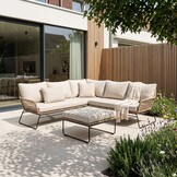 Potenza hoek loungeset 5 personen | aluminium + touw | Sahara Dust | 3-delig - 213x213cm