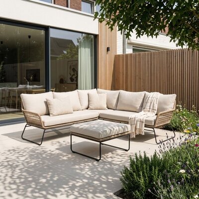 Potenza hoek loungeset 5 personen | aluminium + touw | Sahara Dust | 3-delig - 213x213cm