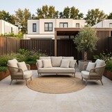Palermo stoel-bank loungeset 5 personen | aluminium + touw | Sandstone | 3-delig