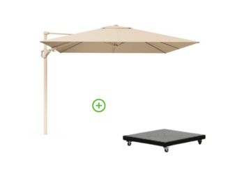 Challenger T² zweefparasol - premium doek | 300x300cm met Monza parasolvoet 90kg | Champagne/Sandstone