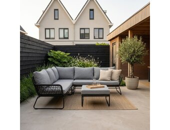 Potenza hoek loungeset 5 personen | aluminium + touw | Stone Grey | 4-delig - 213x213cm