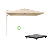 Challenger T² zweefparasol - premium doek | 260x350cm met Monza parasolvoet 90kg | Champagne/Sandstone